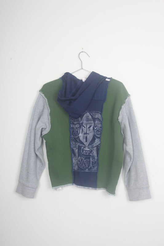 Patchwork Slow Fashion Cropped Hoodie (S)