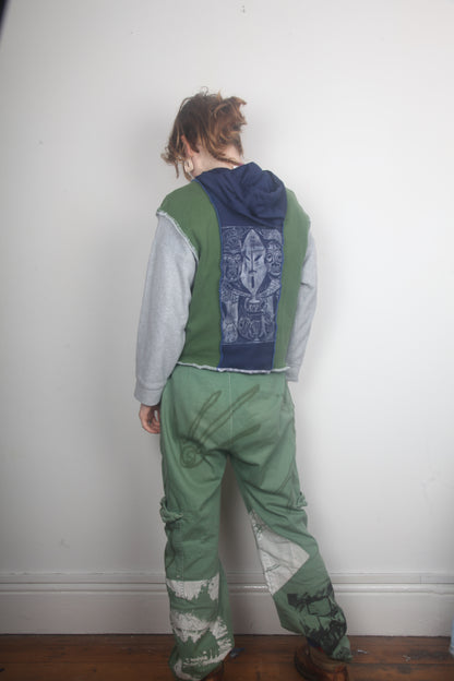 Patchwork Slow Fashion Cropped Hoodie (S)