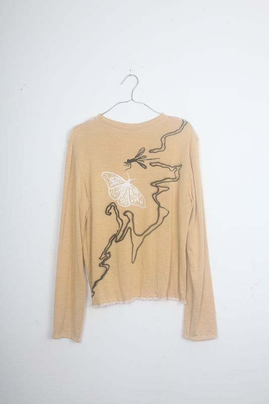 Cut & Sew Long Sleeve Top Graphic Prints (UK16)