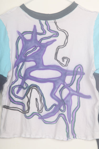 Cut & Sew Long Sleeve Top Graphic Prints (UK10)