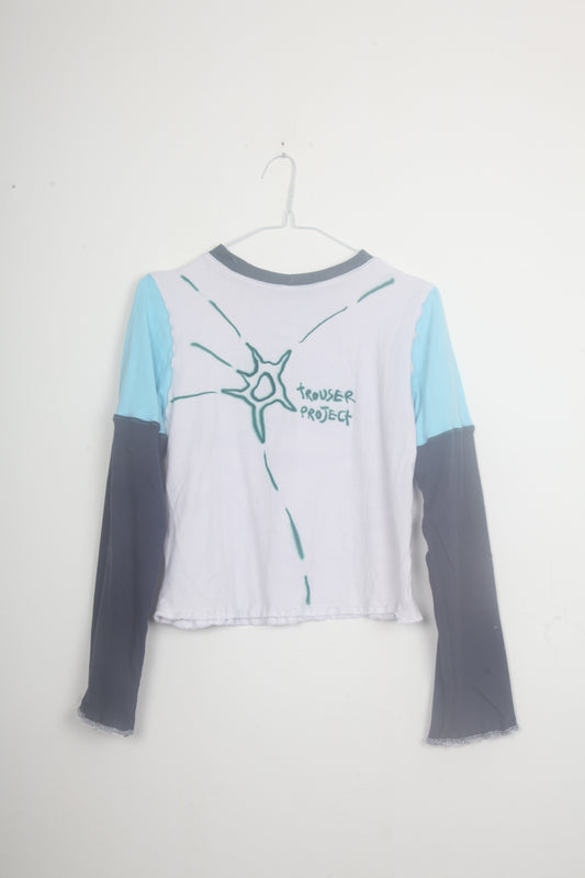 Cut & Sew Long Sleeve Top Graphic Prints (UK10)