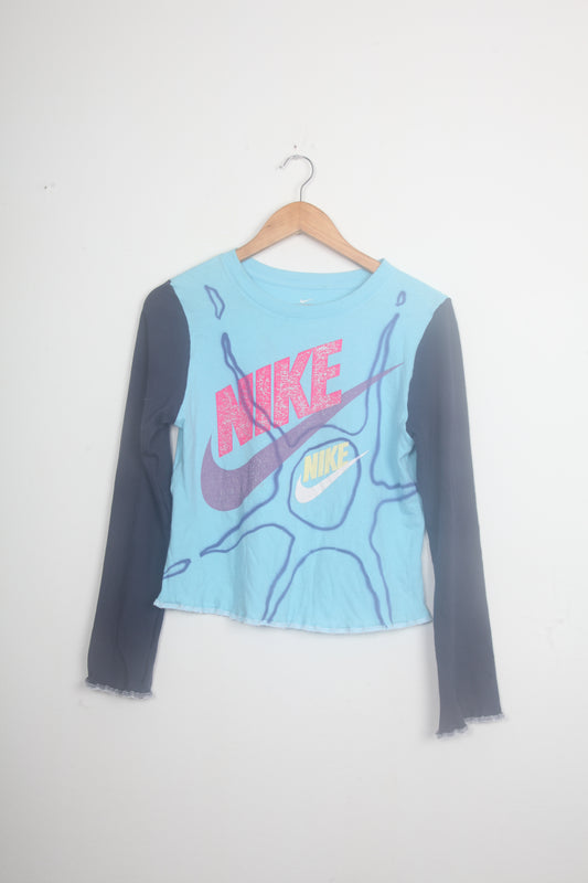 Cut & Sew Long Sleeve Top Graphic Prints (UK10)