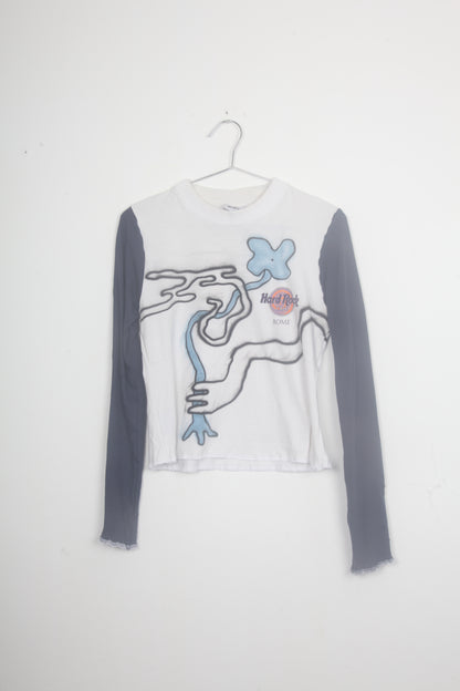 Cut & Sew Long Sleeve Top Graphic Prints (UK8)
