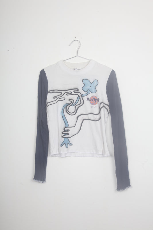 Cut & Sew Long Sleeve Top Graphic Prints (UK8)