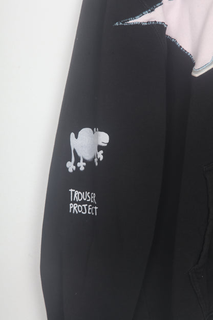 Reworked Pre Loved Black Zip Up Hoodie (L)
