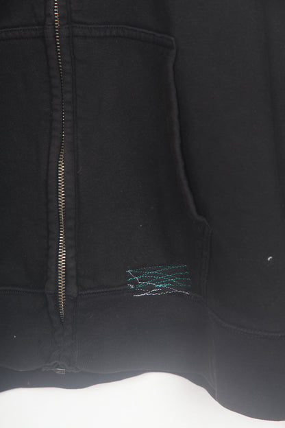 Reworked Pre Loved Black Zip Up Hoodie (L)