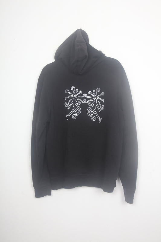 Reworked Pre Loved Black Zip Up Hoodie (L)
