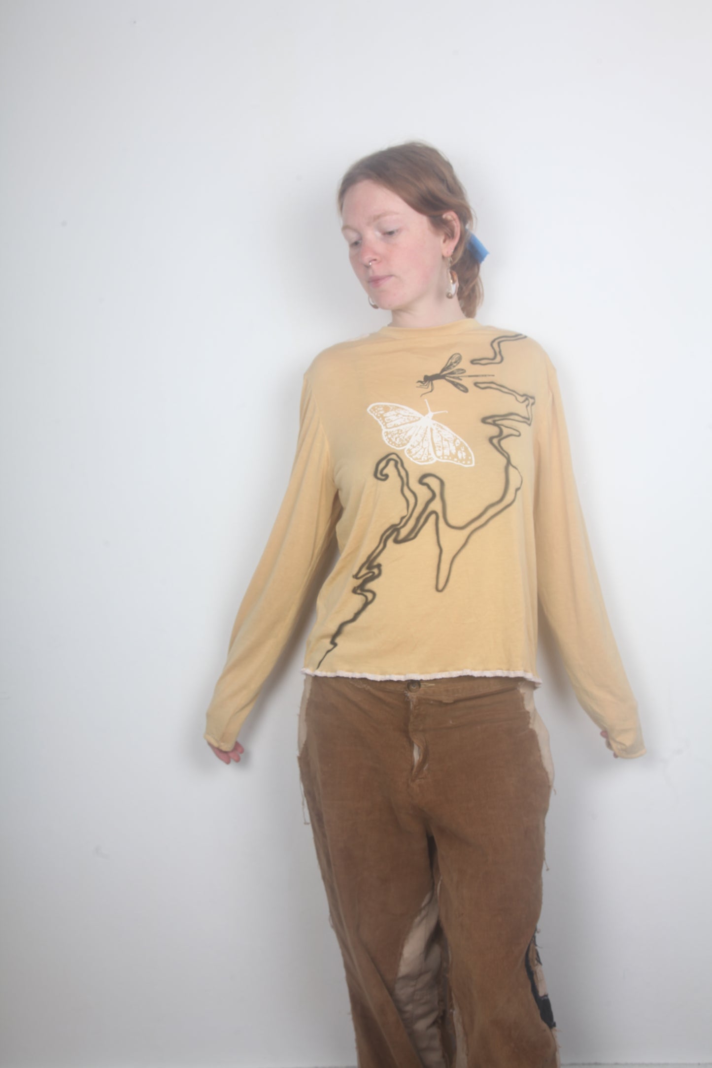 Cut & Sew Long Sleeve Top Graphic Prints (UK16)
