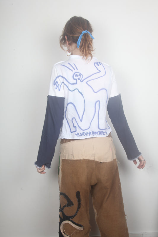 Cut & Sew Long Sleeve Top Graphic Prints (UK12)