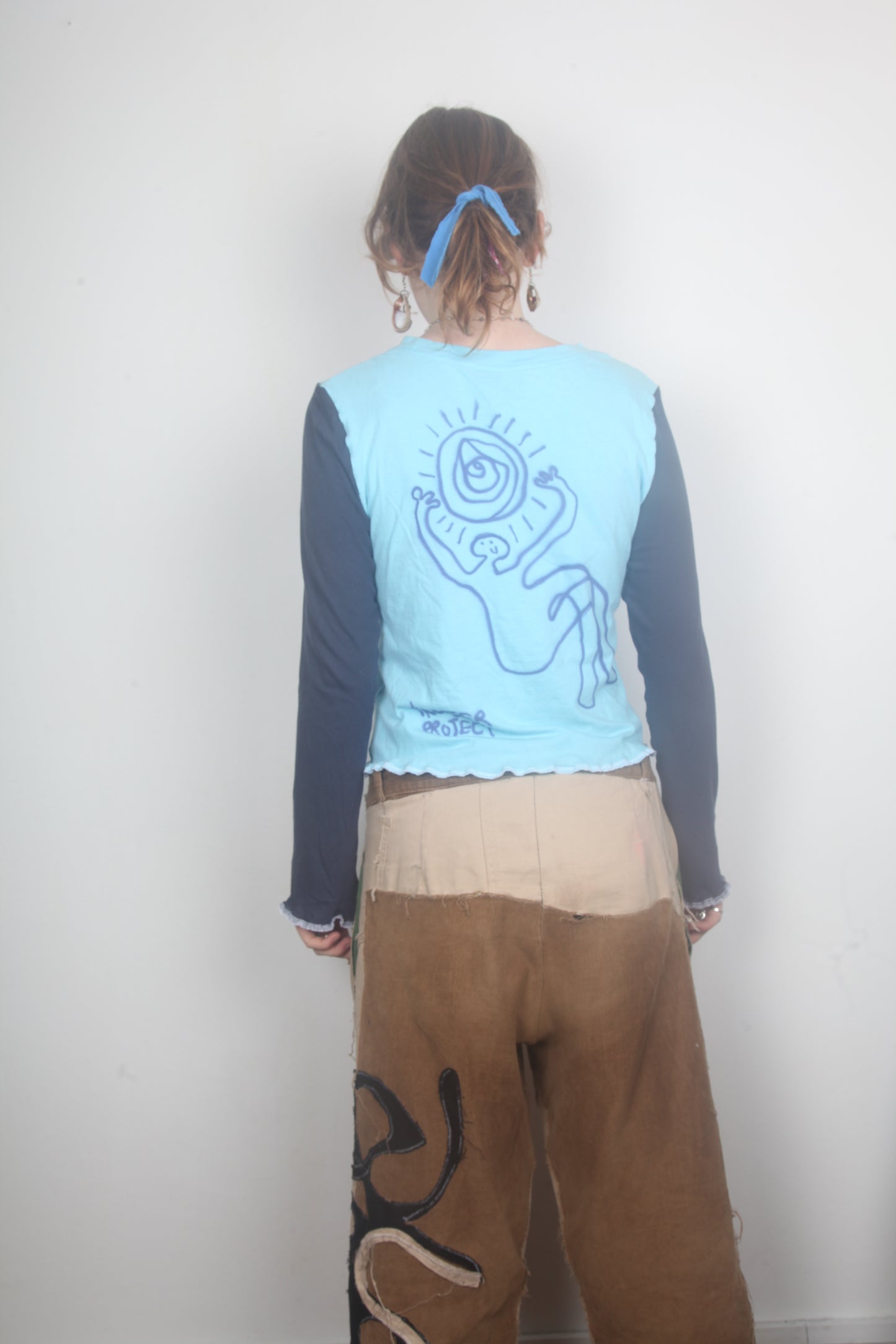Cut & Sew Long Sleeve Top Graphic Prints (UK10)