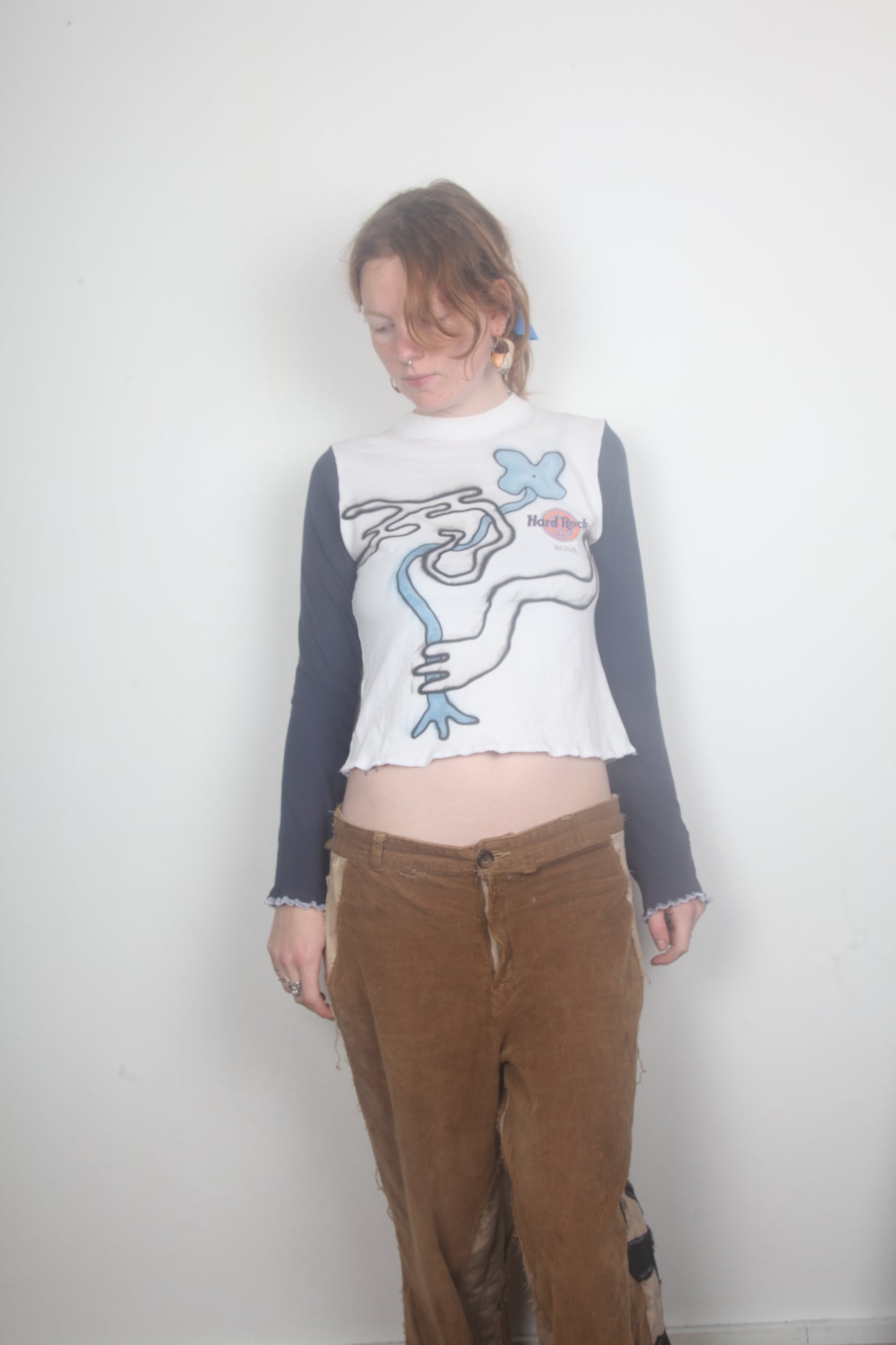 Cut & Sew Long Sleeve Top Graphic Prints (UK8)