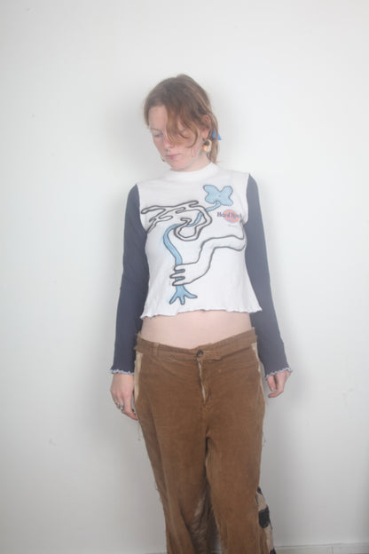 Cut & Sew Long Sleeve Top Graphic Prints (UK8)