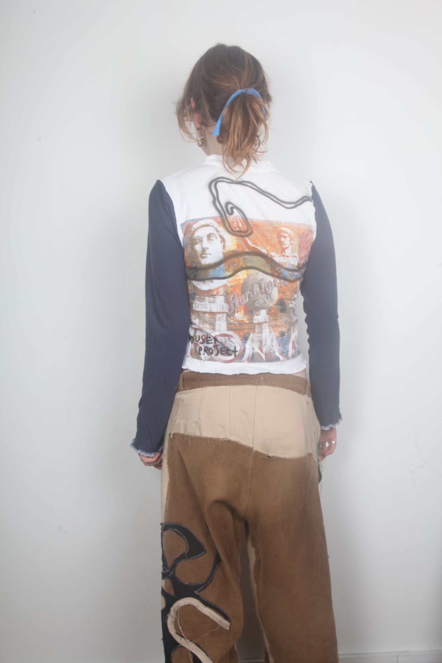 Cut & Sew Long Sleeve Top Graphic Prints (UK8)