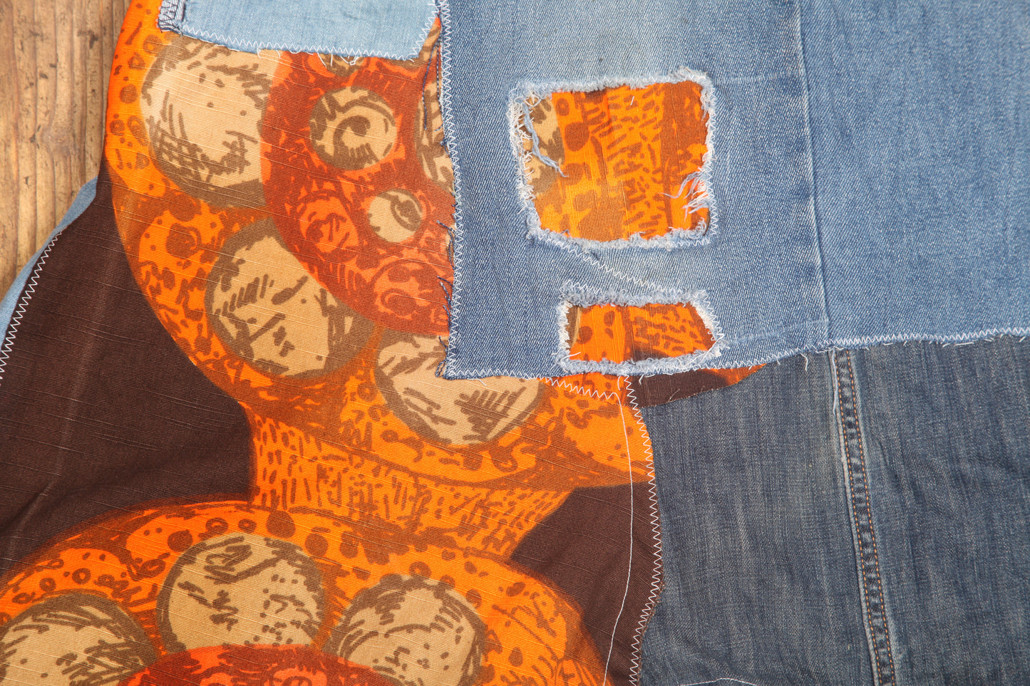 Patchwork denim midi skirt (UK10)