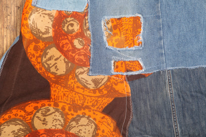 Patchwork denim midi skirt (UK10)