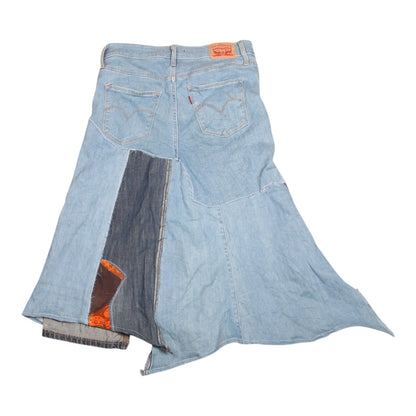 Patchwork denim midi skirt (UK10)