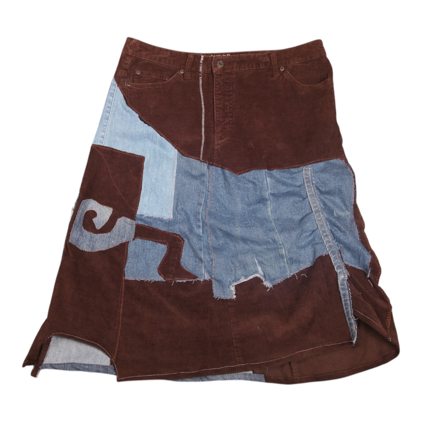 Patchwork denim midi skirt (UK16)