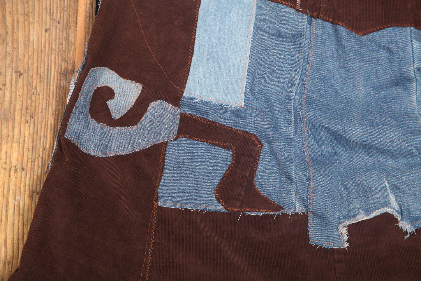 Patchwork denim midi skirt (UK16)