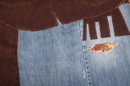 Patchwork denim midi skirt (UK16)