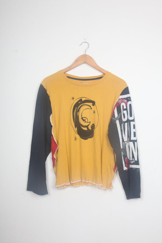 Cut & Sew Long Sleeve Top Graphic Prints (UK16)