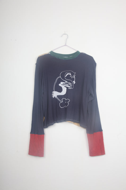 Cut & Sew Long Sleeve Top Graphic Prints (UK16)