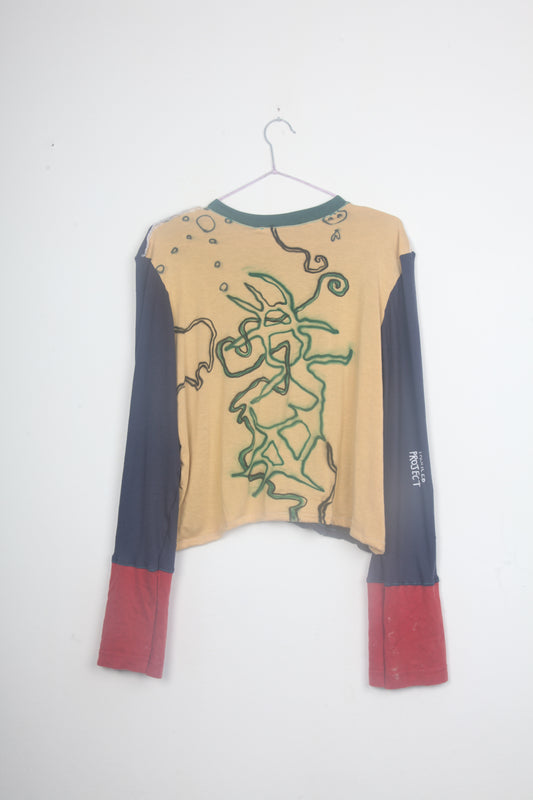 Cut & Sew Long Sleeve Top Graphic Prints (UK16)