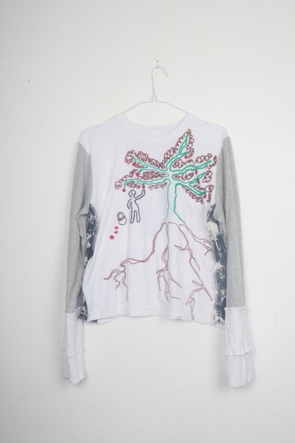 Cut & Sew Long Sleeve Top Graphic Prints (UK14)