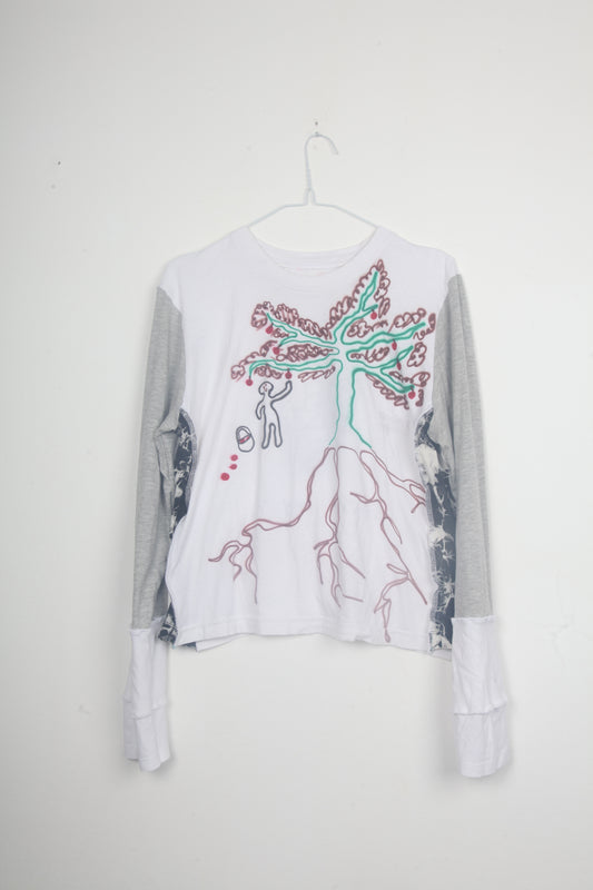 Cut & Sew Long Sleeve Top Graphic Prints (UK14)