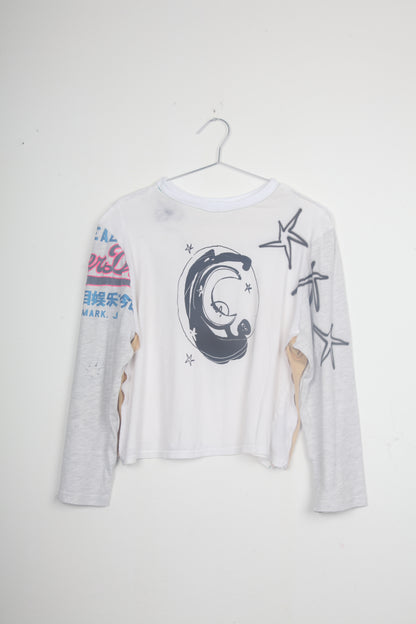 Cut & Sew Long Sleeve Top Graphic Prints (UK16)