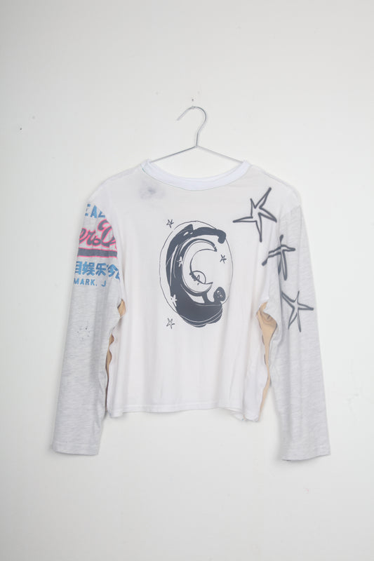 Cut & Sew Long Sleeve Top Graphic Prints (UK16)