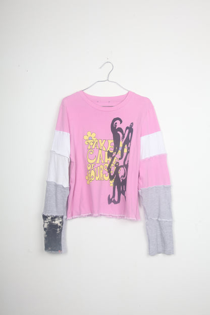 Cut & Sew Long Sleeve Top Graphic Prints (UK14)