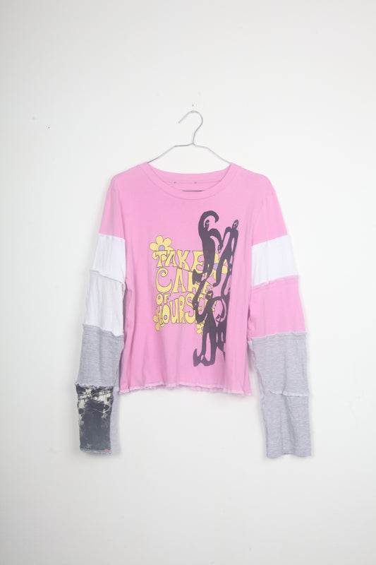 Cut & Sew Long Sleeve Top Graphic Prints (UK14)