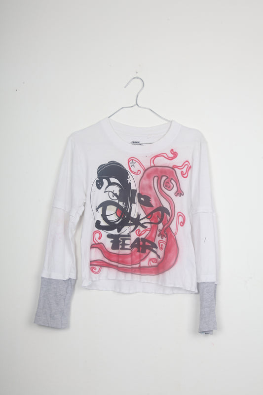 Cut & Sew Long Sleeve Top Graphic Prints (UK8)