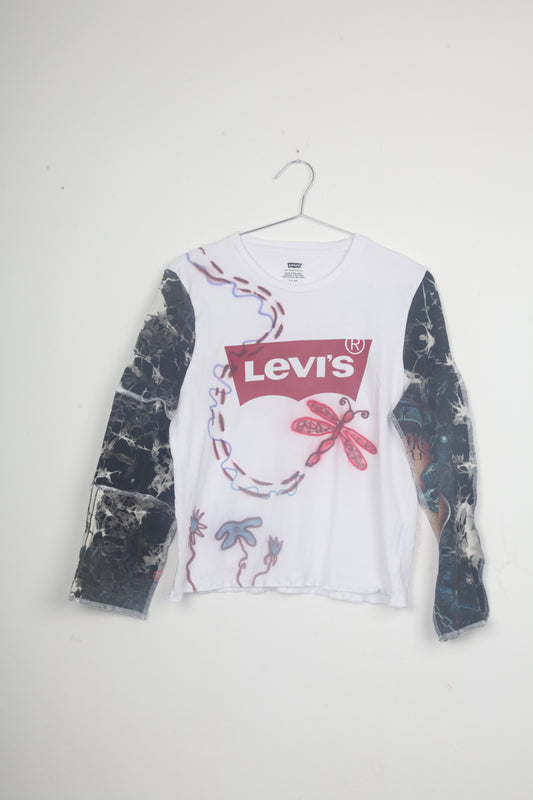 Cut & Sew Long Sleeve Top Graphic Prints (UK10)