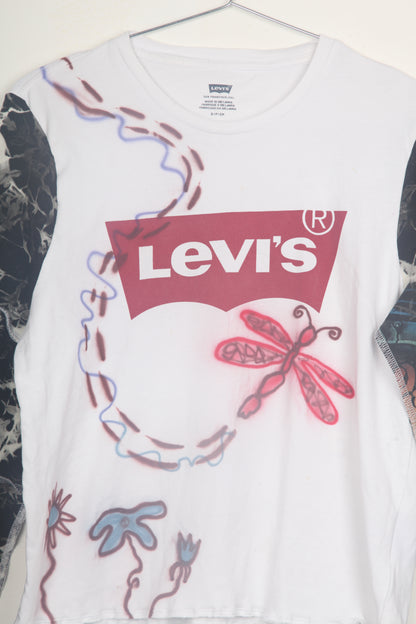 Cut & Sew Long Sleeve Top Graphic Prints (UK10)
