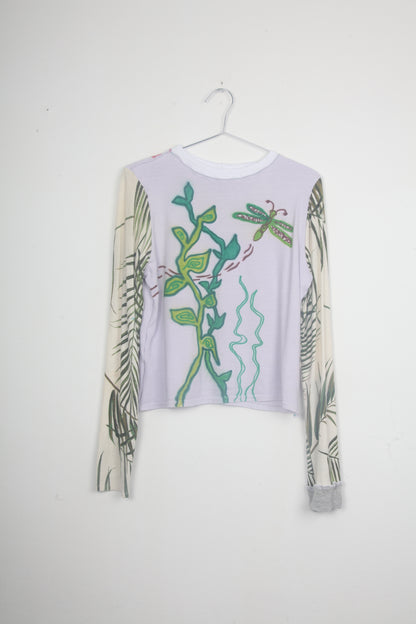 Cut & Sew Long Sleeve Top Graphic Prints (UK12)
