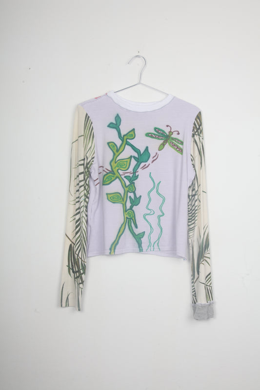 Cut & Sew Long Sleeve Top Graphic Prints (UK12)
