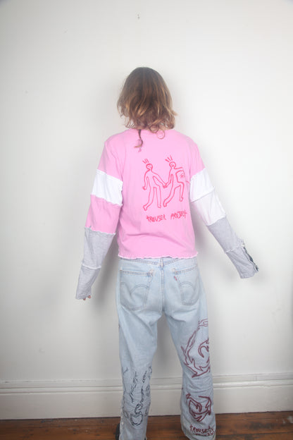 Cut & Sew Long Sleeve Top Graphic Prints (UK14)