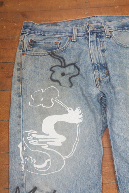 Vintage Hand Printed Levi's Jeans (W36)
