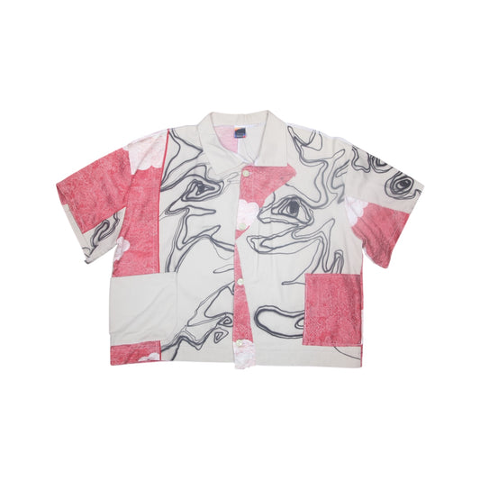 Short Sleeve Patchwork Kimono Shirt (M)