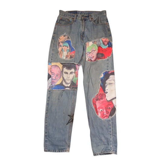 Upcycled Printed Levi's Jeans (W30)
