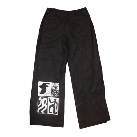 Upcycled Screenprint Black Smart Trousers (W30)