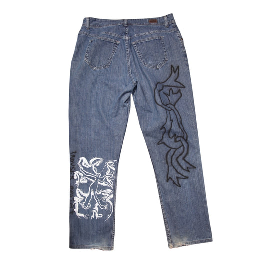 Upcycled Screenprint Jeans (W35)