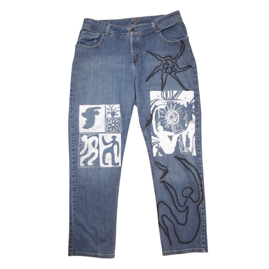 Upcycled Screenprint Jeans (W35)