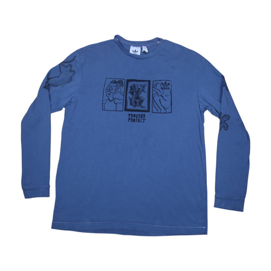 Upcycled Adidas Graphic Screenprint Long Sleeve T-Shirt (L)