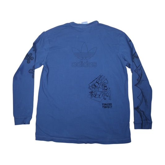 Upcycled Adidas Graphic Screenprint Long Sleeve T-Shirt (L)