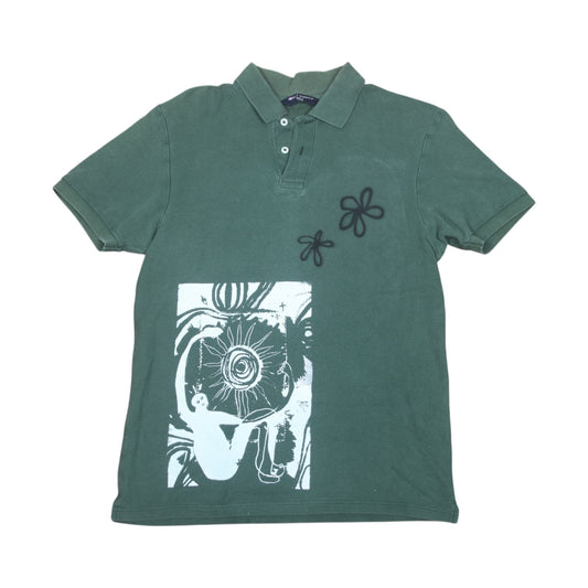 Screenprint Upcycled Green Polo T-Shirt