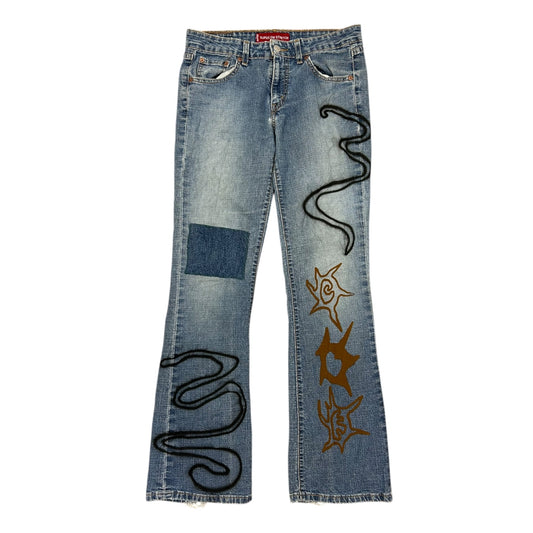 Upcycled Flared Low Waist Levi's Jeans (W30)