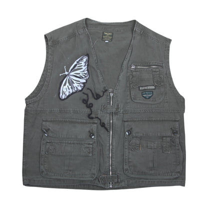 Upcycled Khaki Zip Up Vest (XXL)