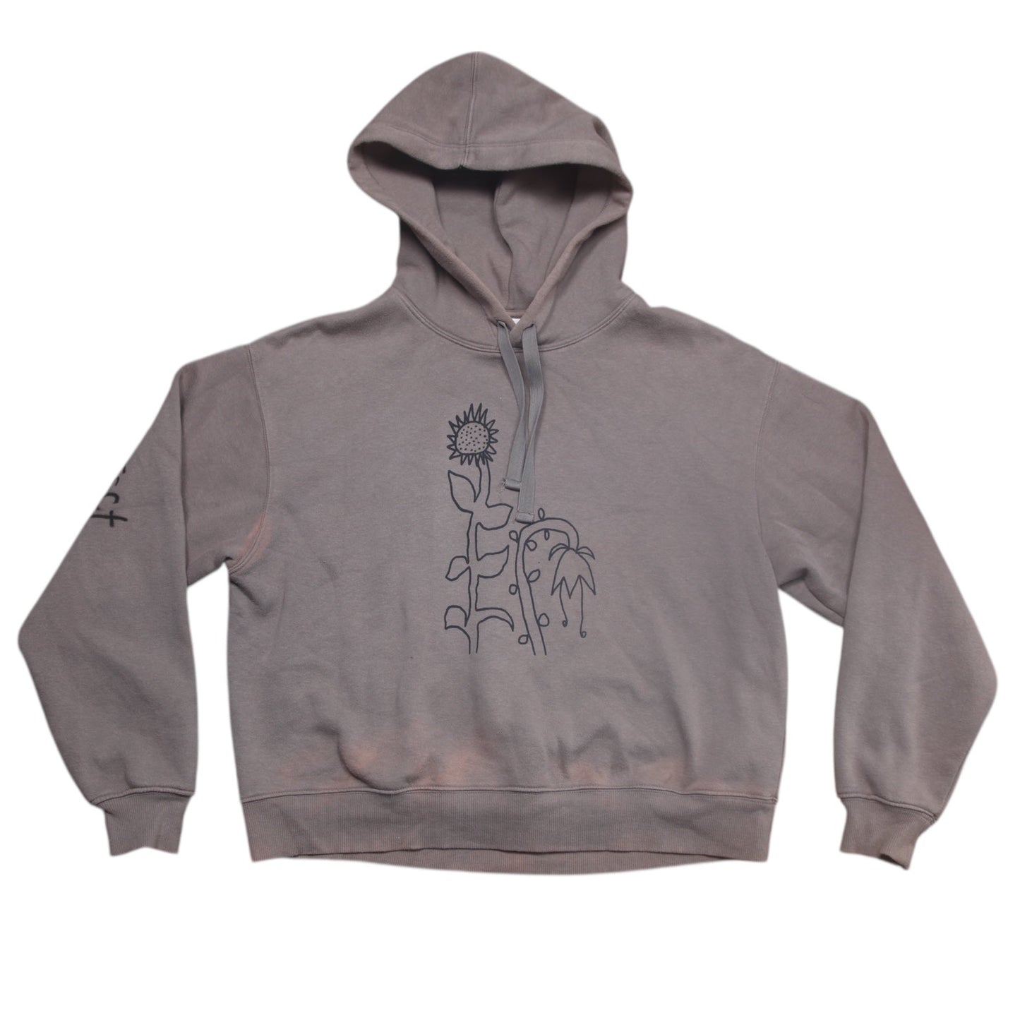 Graphic Screenprint Upcycled Sustainable Hoodie (L)